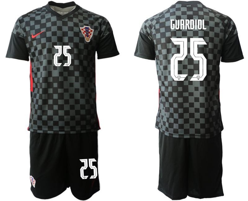 Men 2020-2021 European Cup Croatia away black #25 Nike Soccer Jersey